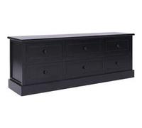 Meuble TV Noir 108x30x40 cm Bois de Paulownia solide Noir G