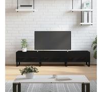 Meuble TV noir 150x36x30 cm bois d ingénierie Noir G