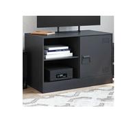 Meuble TV noir 67x39x44 cm acier, banc TV, meuble télé, meuble multimédia, buffet TV, meuble hifi, centre de 841691