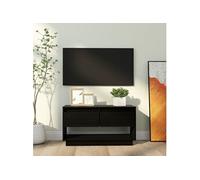 Meuble TV Noir 74x34x40 cm Bois de pin massif813843