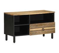 Meuble TV noir 80x33,5x46 cm bois massif manguier brut banc TV vidaXL