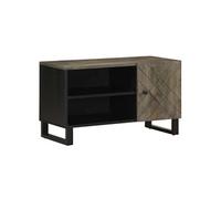 Meuble TV noir 80x33x46 cm bois massif de manguier