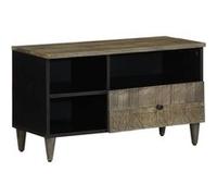 Meuble TV noir 80x33x46 cm bois massif de manguier