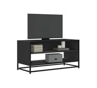 Meuble TV noir 91x40x46 cm bois d'ingénierie et métal, banc TV, meuble hifi, centre de divertissement, buffet TV, 848884