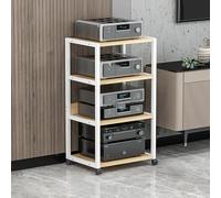 Meuble TV noir à roulettes, tour audio d'angle, étagère de rangement à 5 niveaux pour console de jeux, platine vinyle, équipement audiovisuel, gestion des câbles, meuble de rangement gain de place p