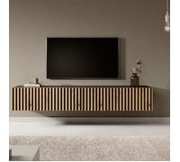 Meuble Tv - Noir avec façade en chêne artisanal - Telire - 175 x 31,6 x 30