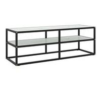 Vidaxl Meuble Tv Noir Avec Verre Marbre Blanc 120x40x40 Cm Blanc