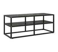 vidaXL Meuble TV noir avec verre marbre noir 100x40x40 cm