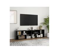 Meuble TV Noir brillant 149x30x52 cm Bois d ingénierie