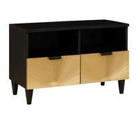 Meuble TV Noir et or 70 x 33 x 46 cm Bois d'ingénierie vidaXL