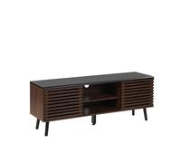 Meuble TV en Imitation Bois Foncé avec Deux Portes Coulissantes au Style Rétro 54 cm de Hauteur Beliani