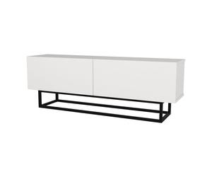 Meuble TV Nolven avec piètement court 135 x 32 x 47 cm blanc