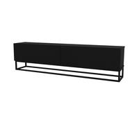 [en.casa] Meuble TV avec Piètement Long Banc Télévision avec 2 Portes Buffet Bas Meuble de Rangement Design pour Salon Panneau de Particules Métal 180 x 32 x 47 cm Noir