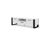 BIM Furniture Meuble TV Nuka avec 3 Portes en Bois - Blanc Et Noir - L 160 X P 43 X H 48 Cm