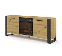 Meuble TV NUKA 180 cm avec cheminée électrique chêne artisanal