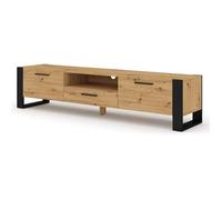Meuble TV Nuka 200 cm - BB LOISIR - Chêne artisan - Contemporain - Design - Porte(s) et tiroir(s)