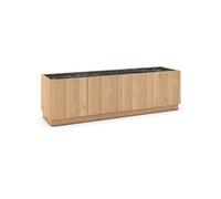 Meuble TV 4 portes 160cm en mélaminé imitation bois et marbre noir - ODALYS