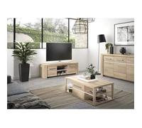 Meuble TV OLERON - 2 tiroirs - Décor chêne - Made in France - L 160 x P 45 x H 50 cm - GAMI
