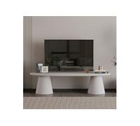 Meuble TV organique 140x45x40 cm effet ciment gris clair - JULOZ