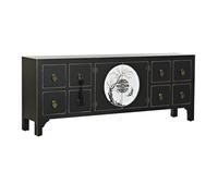 Meubles de télévision dkd home decor noir oriental sapin métal bois mdf (130 x 26 x 51 cm)