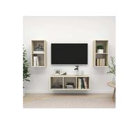 meuble tv panneau et derivés de bois 37x37x72 bois chene sonoma, chene