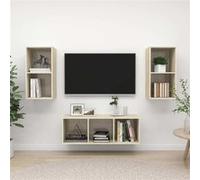 Vidaxl Ensemble De Meuble Tv 3 Pcs Chêne Sonoma Aggloméré Marron