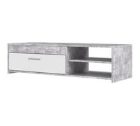 Möbelvertrieb FORTE Meuble TV PILVI Contemporain Blanc et béton gris clair L120×P42,1×H31,8 cm