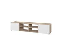 Meuble TV PILVI - Blanc et chêne - L 180 x P 42 x H 37 cm