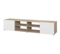 Meuble TV PILVI - Blanc et chêne - L 180 x P 42 x H 37 cm Blanc et chêne sonoma G
