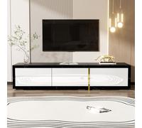 Meuble TV pivotant, longueur variable, 140-260x40x30 cm, Blanc+Noir