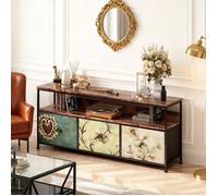 Meuble TV POCKETPOP 137x30x57 cm - 3 tiroirs, LED RGB réglable, étagères ouvertes, bois & métal