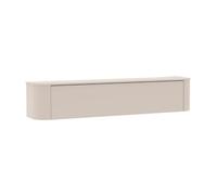 Meuble TV porte abattante suspendu ou à poser au sol finition laqué beige design coins arrondis - LYNA