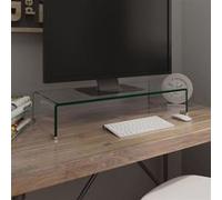 Meuble TV Support pour Moniteur Réhausseur Écran Ordinateur Verre Vert vidaXL