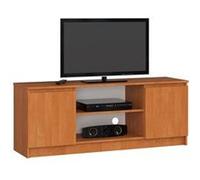 Meuble TV pour salon AKORD Aulne 140 cm 2 portes façade Aulne 2 étagères 140x40x55 cm Aulne G