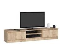 Meuble TV pour salon AKORD Chêne Sonoma 160 cm 2 portes façade Chêne Sonoma 2 étagères 160x40x33 cm Chêne Sonoma G