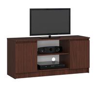 Meuble TV pour salon AKORD Wengé 120 cm 2 portes façade Wengé 2 étagères 120x40x55 cm