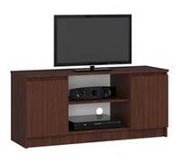 Meuble TV pour salon AKORD Wengé 120 cm 2 portes façade Wengé 2 étagères 120x40x55 cm Wengé G