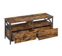 Meuble TV pour Télévision jusqu'à 55 Pouces, 2 Tiroirs en Tissu, 2 Étagères, 120 x 40 x 50 cm, Cadre en Acier, Marron et Noir
