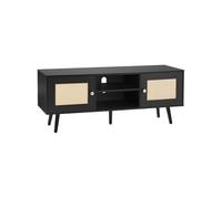 VEVOR Meuble TV en rotin, 1200 x 400 x 490 mm, console TV bohème pour télévisions de 55'', meuble TV moderne du milieu du siècle, banc TV avec étagères réglables pour salon et salle multimédia, noir