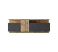 Meuble TV Rebecca Mobili Elais 46,5x150x29,5 panneau de particules Chêne clair Gris foncé Moderne