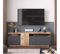 Meuble TV Rebecca Mobili Elais 46,5x150x29,5 Panneau de particules Chêne clair Gris Foncé Moderne