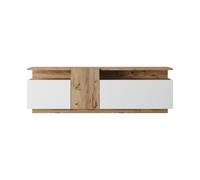 Meuble TV Rebecca Mobili Nergis 46,5x150x29,5 panneau de particules Chêne clair Blanc Moderne