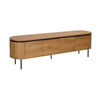 Meuble TV rectangulaire 2 portes L200 cm effet bois clair - Oviala