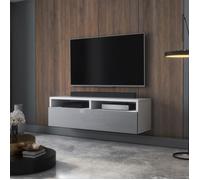 SELSEY Rednaw Meuble TV Moderne avec tiroir Blanc Mat/Gris Brillant 100 cm