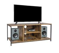 Meuble TV Relaxdays 4 compartiments ouverts pour TV jusqu'à 55"" passe-câbles style industriel brun/noir