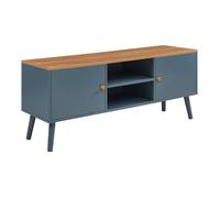 [en.casa] Meuble TV Banc Télévision Armoire Basse avec 2 Compartiments Ouverts 2 Portes de Placard Design Intemporel MDF Bois de Pin 120 x 35 x 50 cm Gris Effet Chêne