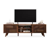 IDIMEX RIAN Meuble TV Bas avec 2 Portes coulissantes Marron - Commode TV en pin Massif, 3 étagères réglables, Buffet TV