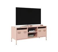 Meuble TV rose 101,5x39x43,5 cm acier laminé à froid, support TV, buffet TV, armoire hifi, banc TV, armoire en métal, 851299