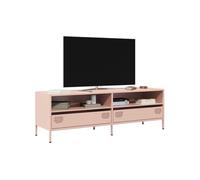 Meuble TV rose 135x39x43,5 cm acier laminé à froid