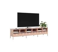 Meuble TV rose 202x39x43,5 cm acier laminé à froid, banc TV, meuble métallique, meuble multimédia, buffet TV, meuble 3307156